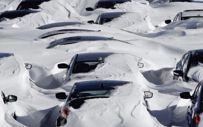Cars buried in the snow,
